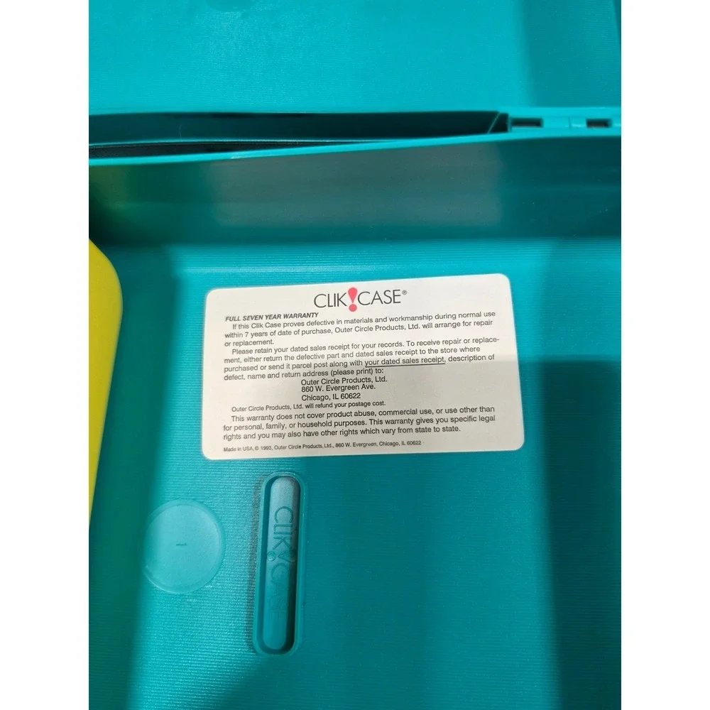 Vintage 1993 Clik Case Lunch Box Teal Yellow Clik Cooler Set Retro 90s USA Made